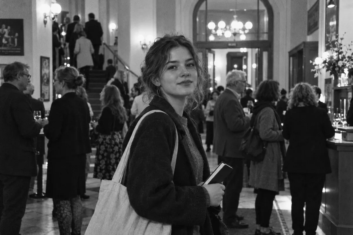 Lena, Studentin, im Foyer des Stadttheaters