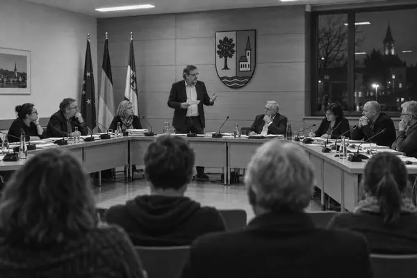Ratssitzung: Ein Ratsmitglied spricht im Ratssaal
